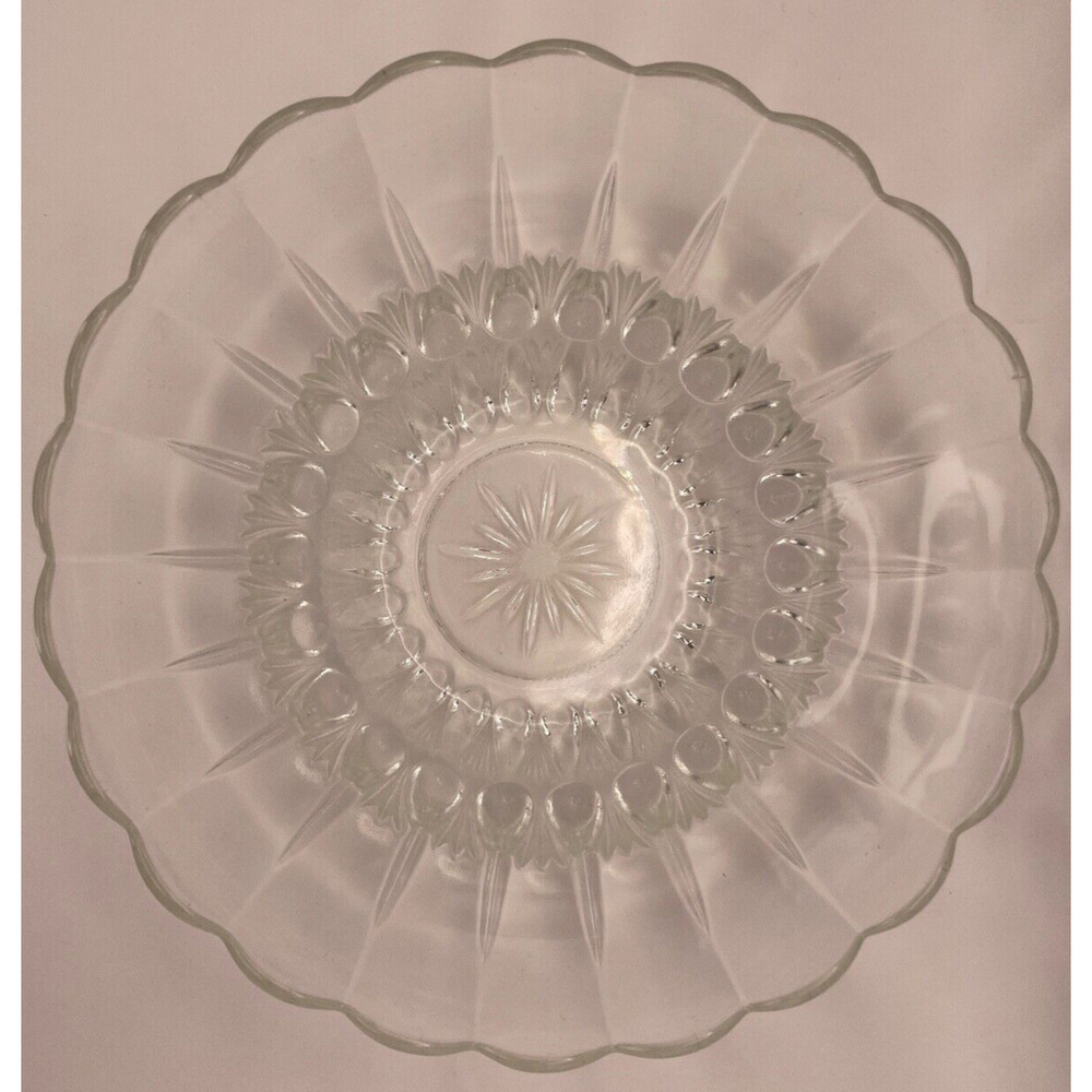 Antique Anchor Hocking Clear Glass Bowl Scalloped Edge Pre-owned